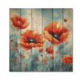 thumbnail image 3 of Designart "Vibrant Poppies in Coral Shades I" Floral Print on Natural Pine Wood, 3 of 5