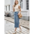 thumbnail image 4 of DARING DIVA Women's Midi Length Split Back Long Jean Skirts Large Sky Blue, 4 of 6