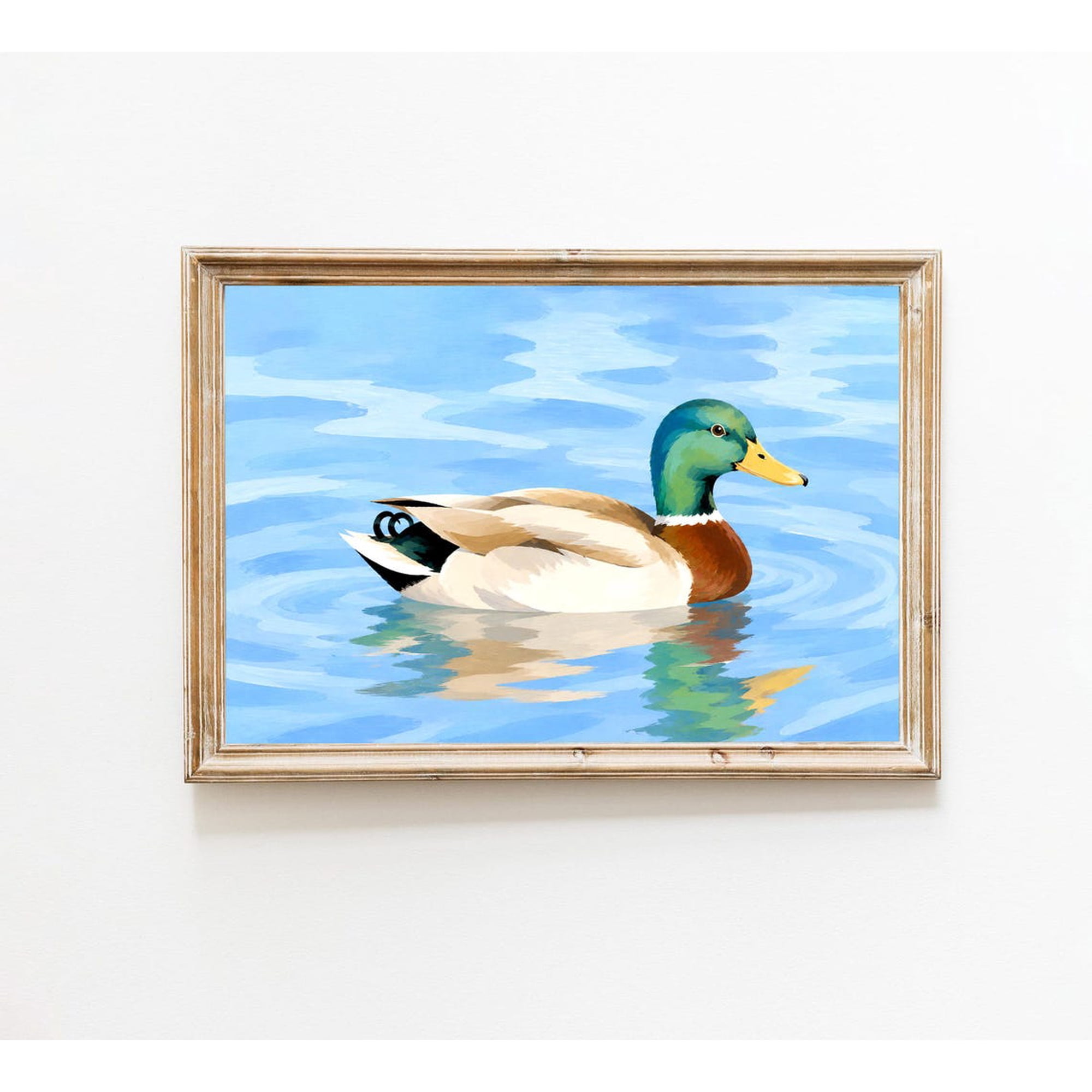 Green Head Mallard Wall Art Print With Colorful Wildlife And Nature Decor Unframed Paper Print