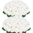 thumbnail image 1 of Rosas Artificiales BLEUM CADE 50 Piezas Blanco Terciopelo Tallo de 51 cm, 1 of 9