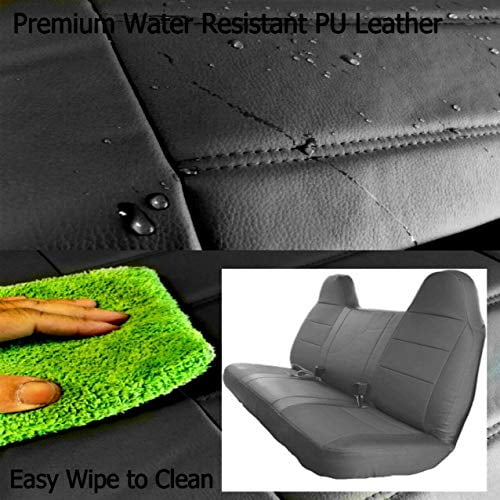 Durafit Seat Covers Made to fit 1997-1999 F150 High Back 40/60 Split Seat Custom Tan Leatherette with Tan Velour Inserts Seat Covers.
