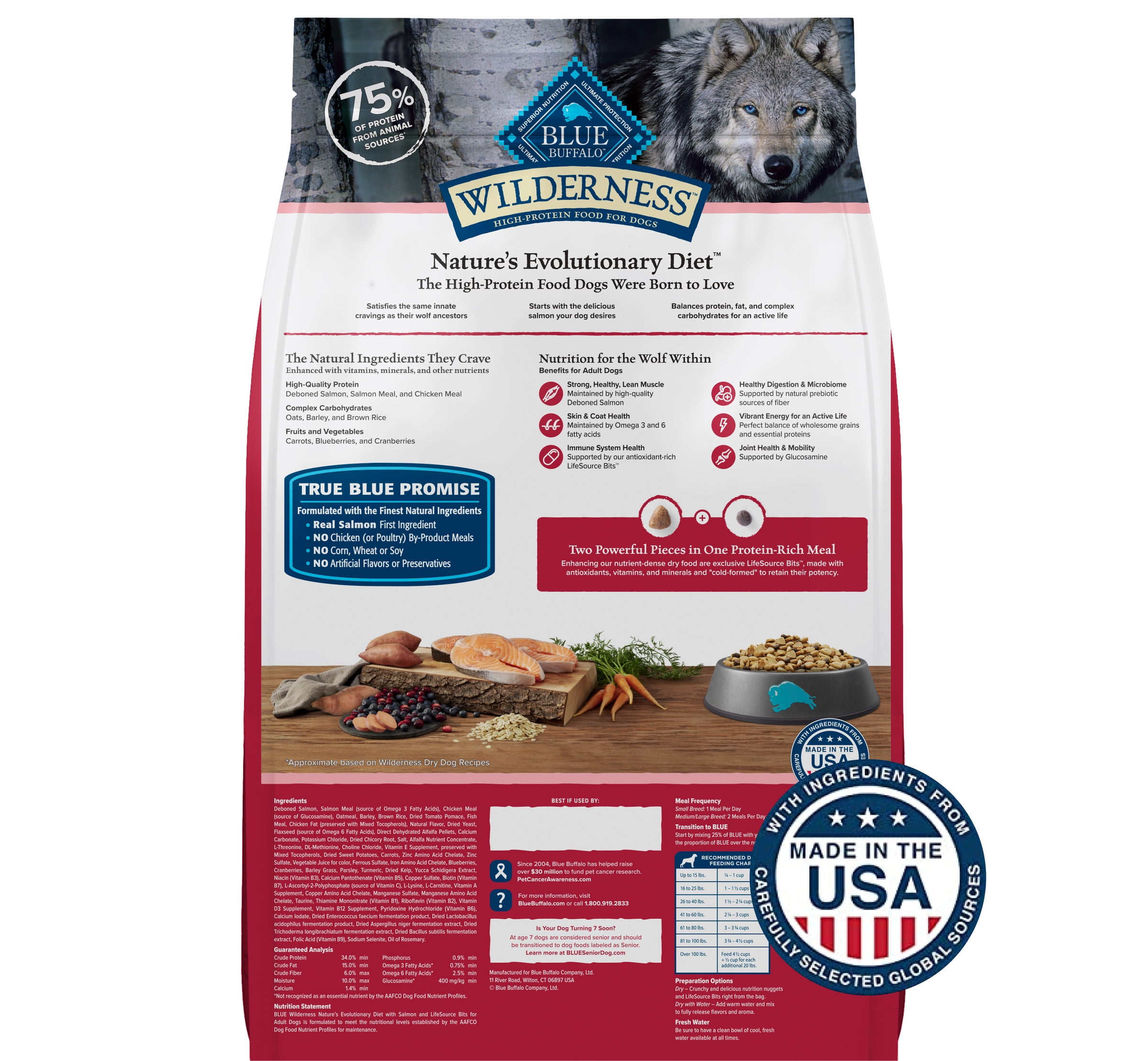 Blue Buffalo Wilderness Natural High-Protein Adult Dog Dry Food, Salmon Recipe, 13-lb.