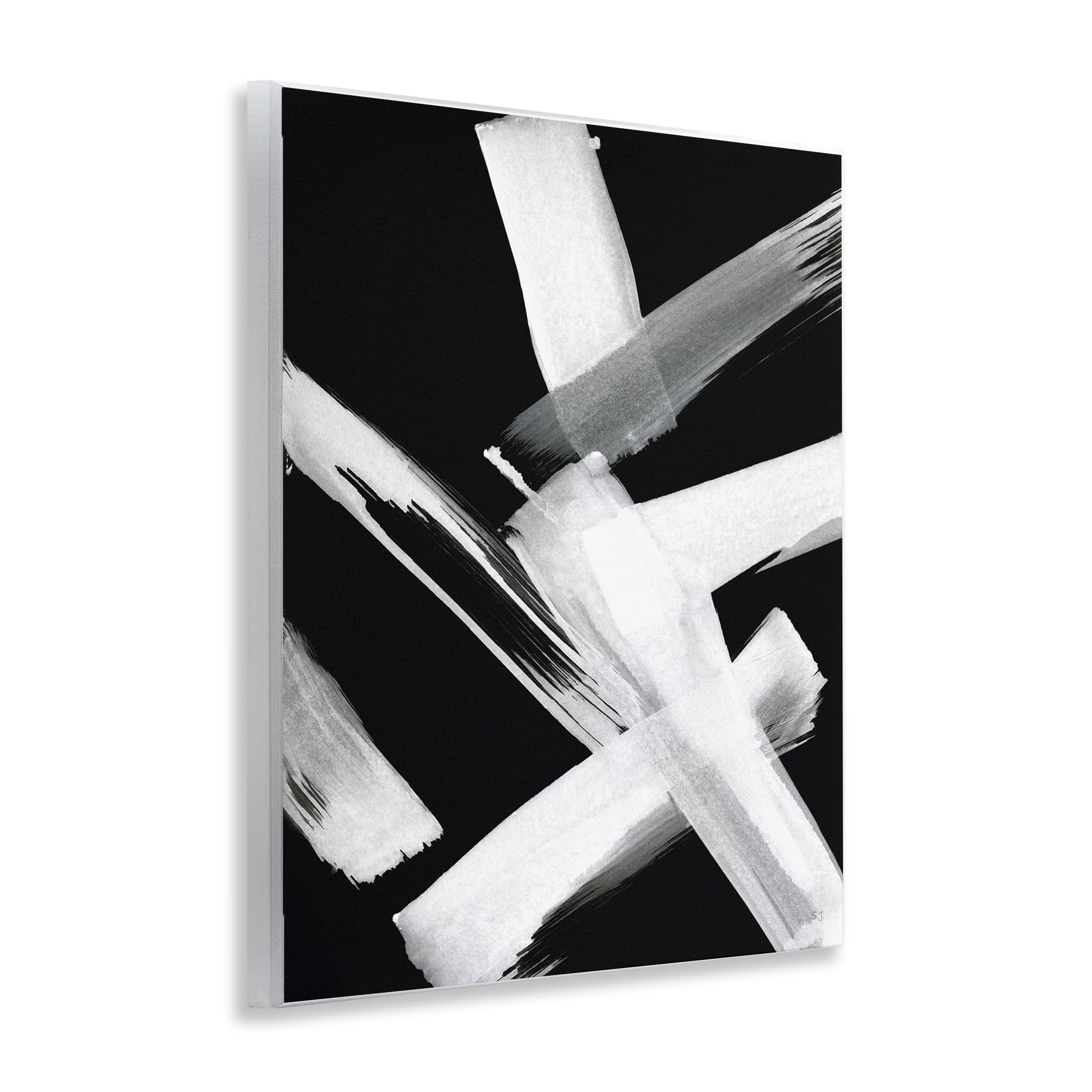 Stupell Industries Brushstrokes on Black Abstract Painting Unframed Art Print Wall Art, 11 x 14
