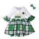 thumbnail image 1 of Vestido Para Niñas, Ropa Para Niñas, Primavera, Otoño, Día De San Patricio, Vestido Acampanado De Manga Larga A Cuadros, Diadema, Conjunto De 2 Piezas Verde Odeerbi  LM103-1576, 1 of 8