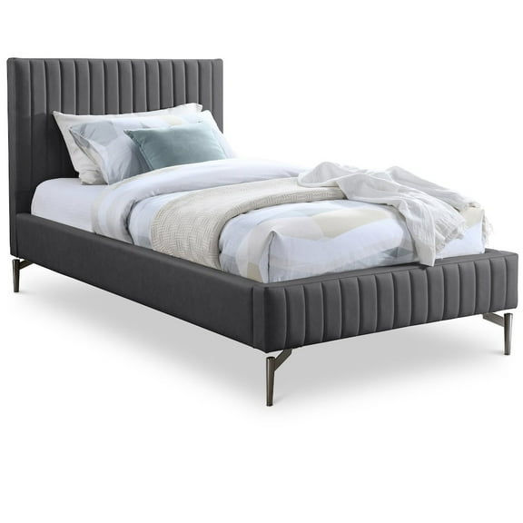 Meridian Furniture Gallo Dark Grey Vegan Leather Twin Bed