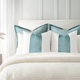 thumbnail image 5 of EVERGRACE Walsh Signature Velvet Panel Cotton Pillow Covers Set of 2, Decorative Pillow Covers 20"x20" for Couch, Square Cushion Cases for Sofa Bedroom Living Room, Aquamarine, 5 of 8