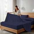 thumbnail image 5 of Color Sense 100% Cotton Percale Single Flat Bedsheet Cool & Crisp King Navy, 5 of 14