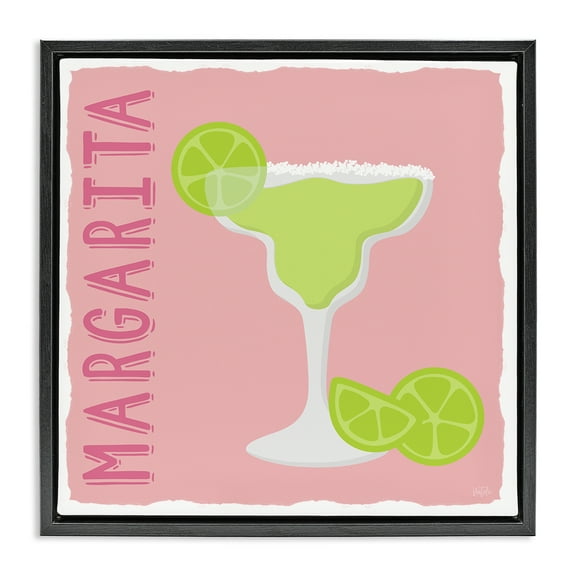 Stupell Industries Margarita Cocktail with Limes Food & Beverage Painting Black Floater Framed Canvas Art Print Wall Art, 18 x 18