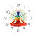 thumbnail image 1 of Reloj de pared colorido para meditación con arcoíris y yoga, 30 cm, 1 of 3