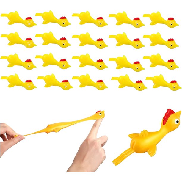 20 Pieces Sling Shot Chicken Catapult Toy, Flying Chicken Toy, Stretchy