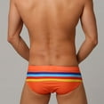 thumbnail image 3 of Gubotare Mens Bikini Swimwear Low Rise Swim Briefs Solid Bathing Suit Swimsuit with Elastic Drawstring (Orange,M), 3 of 7