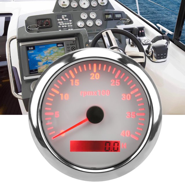 Tachometer Gauge, IP67 Waterproof Car Tachometer 4000RPM 9-32V High Accuracy with 7 Color Backlight for RV for Yachts White,Black