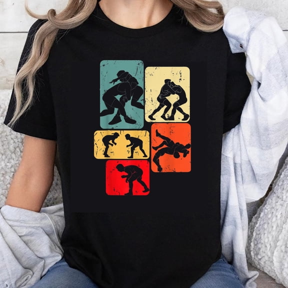 100% Cotton Wrestling Sport Graphic T-Shirt Vintage Style Men Women Unisex Casual Wear Athletic Design Gift for Wrestlers