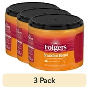 (3 pack) Folgers Breakfast Blend Ground Coffee, Mild Roast, 22.6 oz Canister