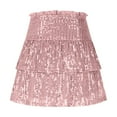 thumbnail image 4 of Wdfiry Women's Sequin Ruffle Mini Skirt Sparkly High Waist Lined Layered Flared Pleated Shiny Party Club Short Skirts, 4 of 6