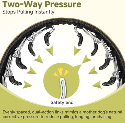 Martingale No Pull Collar for Large Medium Dogs, Patented Dog Walking Training Collar for Pulling, 1.5'' Wide Alloy Buckle, Neoprene Padded, Adjustable, Reflective, Easy to Use(L, Brown)