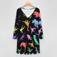 thumbnail image 4 of Fun Dinosaur Pattern Long Sleeve Sexy Dresses For Women Ladies Vintage Elegant Party Dress Oversized V-neck Dress, 4 of 7