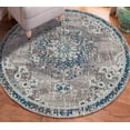 thumbnail image 5 of 7' Teal Blue Round Medallion Power Loom Area Rug, 5 of 5