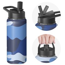 Camouflage Insulated Stainless Steel Water Bottle with Straw & Cleaning Brush – 18 Oz | Leakproof, BPA-Free, 304 Stainless Steel, Wide Mouth, Travel Mug for Car, Gym, Office
