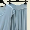 thumbnail image 5 of BaoFuBaoMei Wide Leg Pajama Set for Women 2 Piece Plus Size Cap Sleeve Pjs Crew Neck Top and Drawstring Capris Lounge Set Loose Comfy Sleepwear, 5 of 5