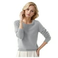 thumbnail image 2 of Womens Round Neck Pullover Sweater Solid Color Long Sleeve Soft Comfortable Casual Fall Winter Knit Top, 2 of 5