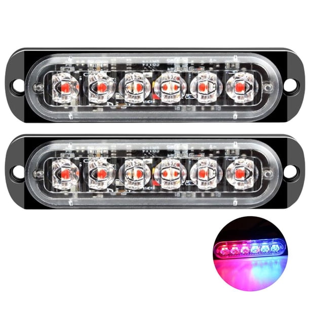 Luces de conducción diurna de 6 LED ultrafinas para automóviles/motocicletas/camiones (rojo + azul) JShteea Accesorios para autos y motos