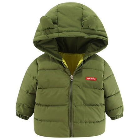 

DENGDENG Infant Baby Toddler Ears Hooded Coat Long Sleeve Zip Up Clothes Fleece Winter Warm Jacket 9M-5Y
