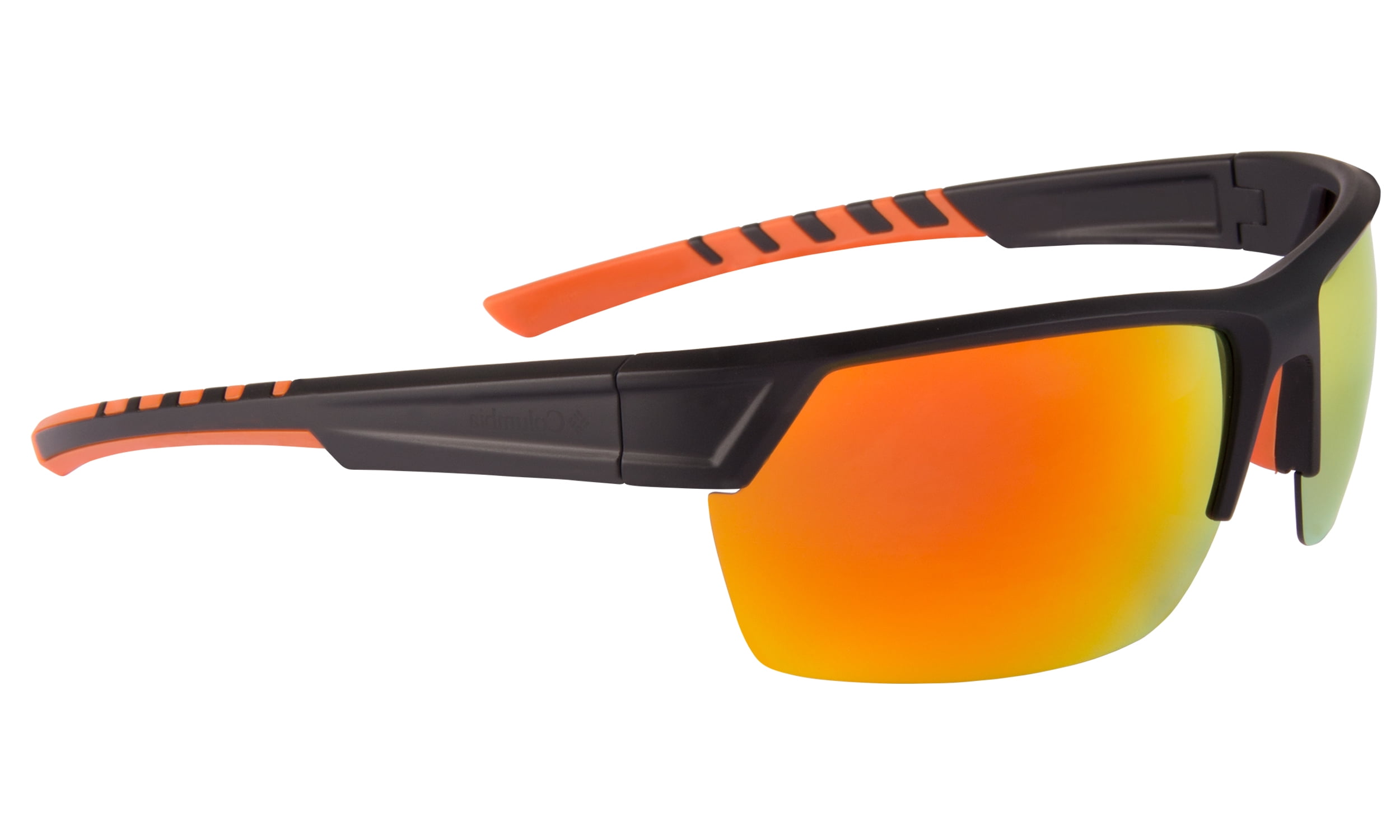 Columbia Peak Racer Matte Black Blade Sunglass with Orange Flash Polarized Lens