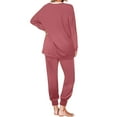 thumbnail image 4 of Lenpel Women's 2 Piece Lounge Sets Long Sleeve Crew Neck Pullover Tops Casual Drawstring Joggers Fall Fashion Pajamas, 4 of 6