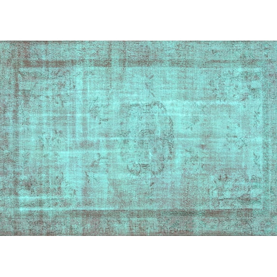 Ahgly Company Machine Washable Indoor Rectangle Persian Turquoise Blue Bohemian Area Rugs, 2' x 5'