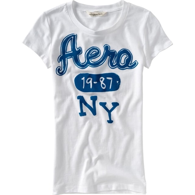 Aeropostale Aero 1987 Ny Painted Look Camiseta gráfica para mujer, blanca, extragrande