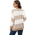 thumbnail image 5 of Sorvello Sweaters for Womens Oversized Sweaters Lightweight Knit Color Block Pullover Sweater Fall Winter Khaki XL, 5 of 5