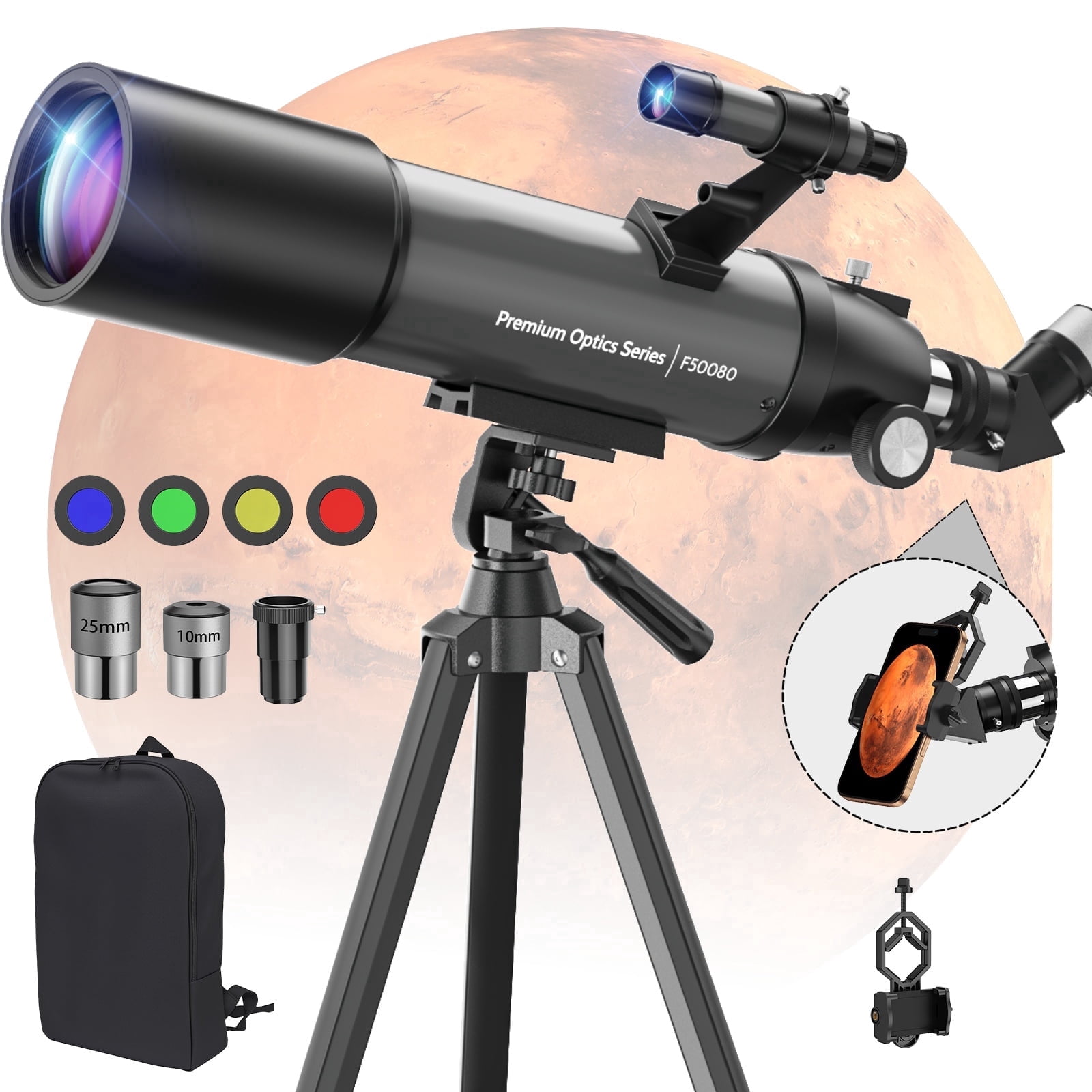万華鏡 teleidoscope Octa Scope High-Powered Polaroid 168x/525x Refractor Telescope Black with