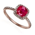 thumbnail image 2 of 2.05 Carat Ruby 7mm Cushion Cut And Moissanite Diamond Engagement Ring in 10k Rose Gold for Women on Sale, 2 of 4