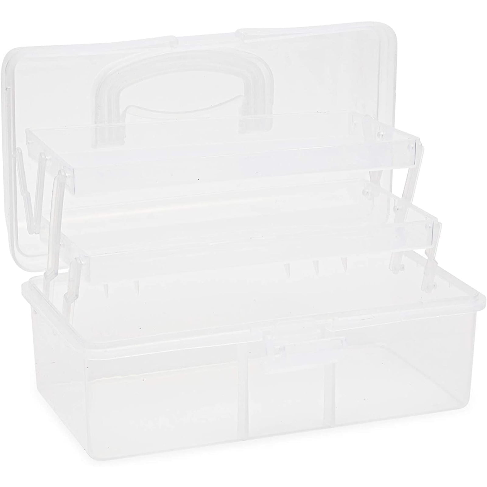 Art and Craft Supply Case, Clear Storage Art Tool Box, Organizer with 2  Trays (9 x 5 x 4.25 in) 