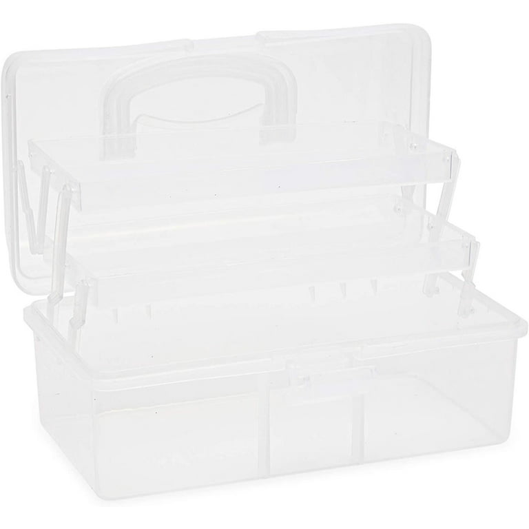 Bright Creations Art and Craft Supply Case, Clear Storage Art Tool Box, Organizer with 2 Trays (9 x 5 x 4.25 in)