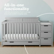 Graco Hadley 5-in-1 Convertible Baby Crib and Changer with Drawer, Pebble Gray
