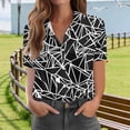 thumbnail image 6 of Button Down Shirt for Women Classic Sailor Stripe Pattern Collared Neck Short Sleeve Professional Business Casual Slim Fit Office Workwear Blouse, 6 of 6