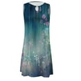 thumbnail image 3 of weeloloe Clearance Clothes Womens Dresses 2024 Spring Summer Sleeveless Strap Round Neck Loose Floral Printed Colorful Swing Sundress Beach Vacation Daily Mini Dress Dark Blue L, 3 of 4