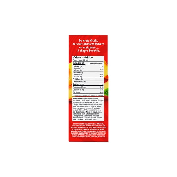 IÖGO Nano Frozen Yogurt Pops, Peach, Real Fruit & Dairy, 50