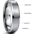 thumbnail image 6 of 6mm Silver Tungsten Rings for Men Women Matte Finish Wedding Band with Beveled Edges, 6 of 6