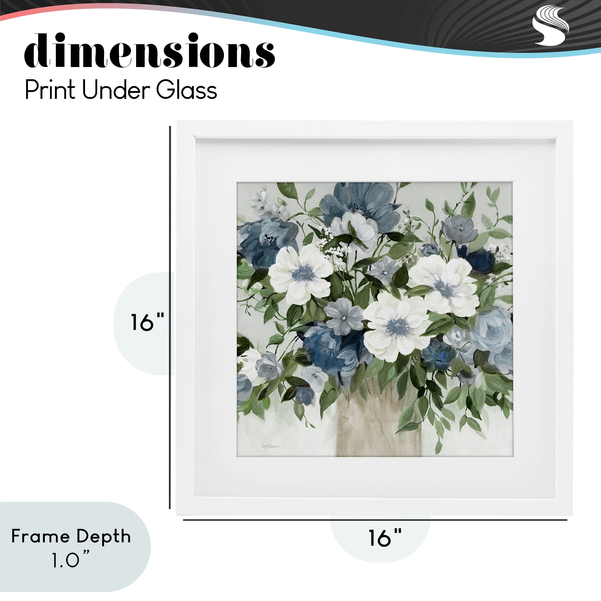 Stupell Industries White & Grey Blossoms White Framed Print Under Glass, design by Carol Robinson