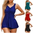 thumbnail image 5 of Aloohaidyvio Women's Vintage V-Neck Ruched Tankini Swim Skirt Modest Tummy Control Swimdress Swimwear With Boyshorts, 5 of 5