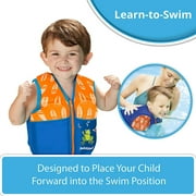 SwimSchool Small/Medium UPF Flex Foam Flotation Swim Trainer Vest, Blue/Orange