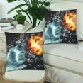 thumbnail image 2 of MKHERT Fire and Water Throw Pillowcase Pillow Cover Cushion Couver 18x18 inch, Set of 2, 2 of 3