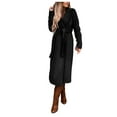 thumbnail image 5 of Xmyrz Womens Jacket Cozy Holiday Thin Long Sleeve Woolen Coat Belt Minimalist Leisure Top Coat Outerwear Jacket, 5 of 9