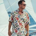 thumbnail image 2 of YIUME Men's Funky Hawaiian Shirt Marine Life Seahorse Octopus Print Button-down Tencel™, 2 of 8