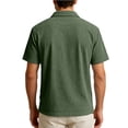thumbnail image 3 of Yifymode Men's Cotton Blend Ribbed Short Sleeve Polo Shirt, Three-Button Placket Classic Casual Fit Top Army Green L, 3 of 3