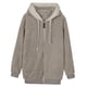 thumbnail image 5 of Chaqueta informal para mujer, abrigo con capucha, chaqueta cálida de gran tamaño, chaqueta suave con cremallera. Gris, 5 of 7