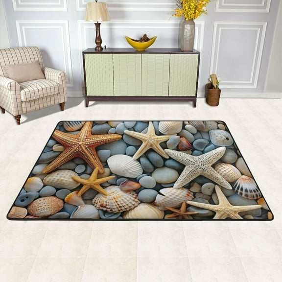 Area Floor Mats Seastars Stones Large Nursery Rugs Non-Slip Living Room Carpets Bedroom Doormat for Dinning Decor 36" x 24"
